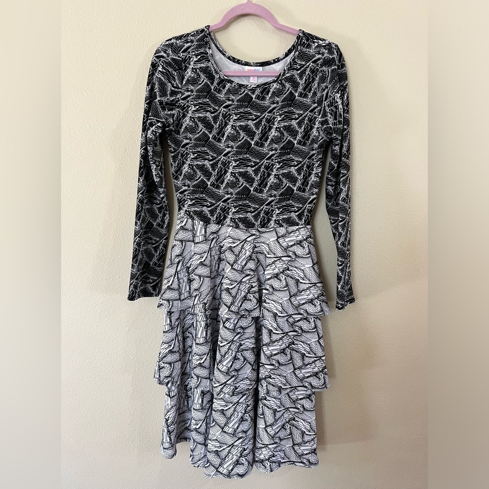 Lularoe Black & White Long Sleeve Three Tier Dress